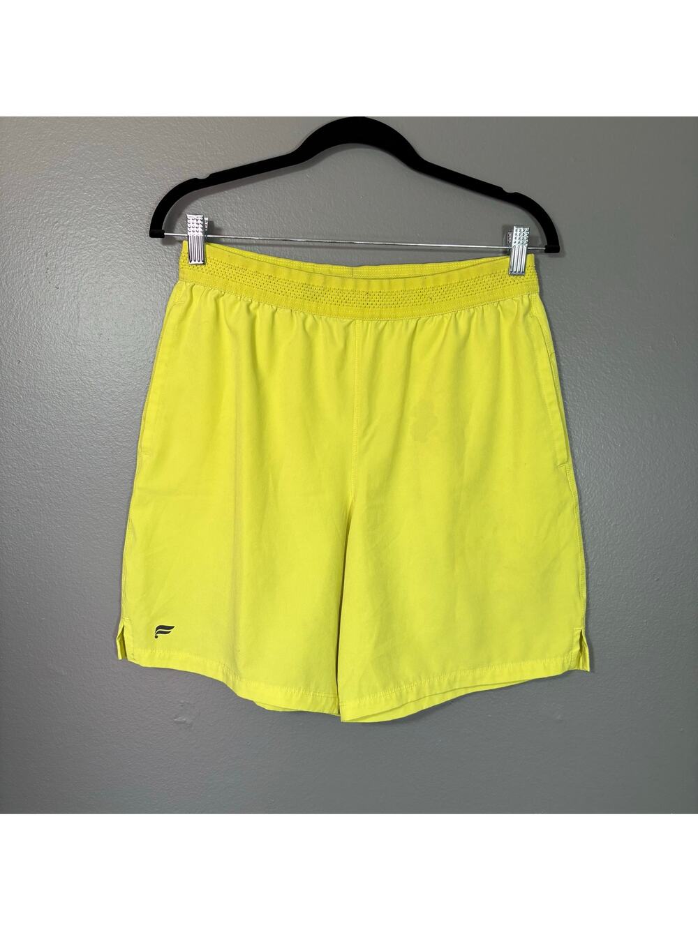 Fabletics Men's The Fundamental Short Yellow Athletic Shorts - Size Small - 7"